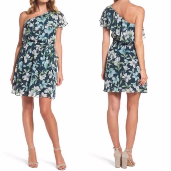 eliza j ruffle one shoulder dress